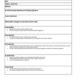 Brilliant Free Lesson Plan Templates Common Core Preschool Weekly Observation Template