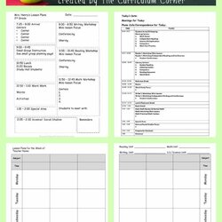 Lesson Plan Templates Weekly Template Elementary Editable