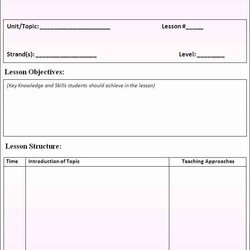 Admirable Free Lesson Plan Templates Excel Formats Template