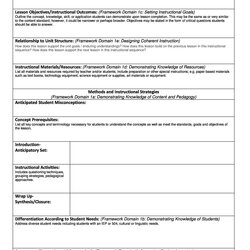 The Highest Quality Free Lesson Plan Templates Common Core Preschool Weekly Sample Framework Blank
