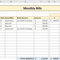 Spiffing Excel Monthly Bills Template