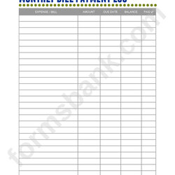 The Highest Standard Monthly Bill List Form Checklist Payment Log Printable Download