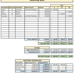 Excel Monthly Bills Template