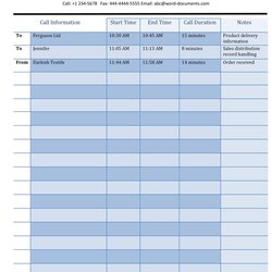 High Quality Printable Call Log Templates Word Excel Template Phone Conversation Daily Schedule Microsoft