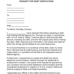 Superb Free Debt Validation Letter Samples Templates Letters