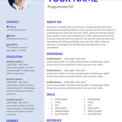 Sublime Free Resume Templates For Freshers Format Download