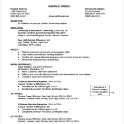 Free Sample Resume Templates In Ms Word Student Template