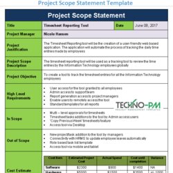 Project Scope Statement Template Management Templates Constraints