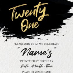 Magnificent Modern Birthday Invitation Templates Editable With Microsoft Twenty One