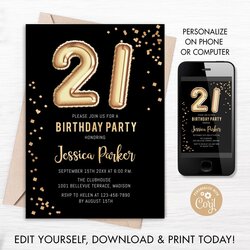 Birthday Party Invitation For Women Instant Download Digital Template