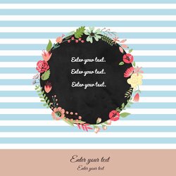 Free Binder Cover Templates Customize Online Print At Home Backgrounds Floral Blue Stripes Pretty Wreath