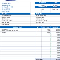 Create Invoice In Excel Templates Billing Template