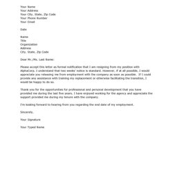 Worthy Resignation Letter Template Templates