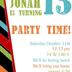 Matchless Free Printable Birthday Invitation Templates Invite Teenagers Invites Wording Proportions Regarding