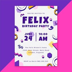Free Vector Birthday Party Invitation Template Ready Print