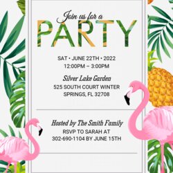 Summer Party Invitation Templates Editable With Ms Word Download Invitations Invite Tropical