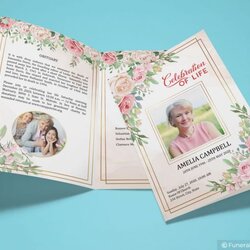 The Highest Quality Celebration Of Life Program Template With Roses Design Download Now Announcement