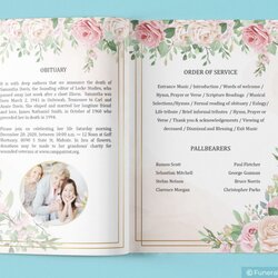 Peerless Celebration Of Life Program Template With Roses Design Download Now