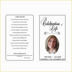 Champion Celebration Of Life Cards Templates Free Funeral Pamphlets