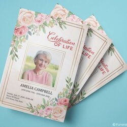 Celebration Of Life Program Template With Roses Design Download Now Ideas