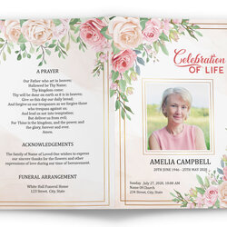 Marvelous Celebration Of Life Program Template With Roses Design Download Now