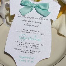 Fine Baby Shower Invitation For Boy Or Girl In Shape Of With Aqua Invitations Invites Satin Bow Cards