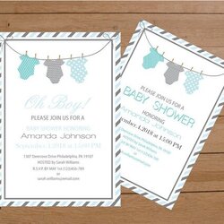 Champion Baby Shower Invitation Template Blue Grey Stripes Invitations Templates