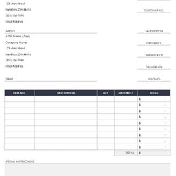 Free Purchase Order Templates Form Blank Template