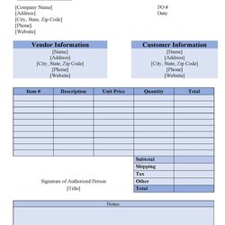 Excellent Free Purchase Order Template Instant Download
