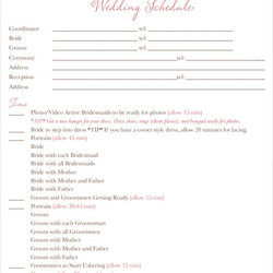 Admirable Free Sample Wedding Templates In Ms Word Template Schedule Reception