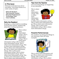 Admirable Newsletter Templates For Teachers School Classroom Newsletters Template Preschool Teacher Class