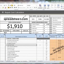Real Estate Budget Template Excel Templates Spreadsheet Flipping Property