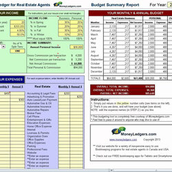 Wizard Excel Spreadsheet For Real Estate Agents With Agent Expense Tracking Commission Commercial Analysis