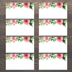 Blank Name Tag Template Floral Tags Wedding Printable Instant