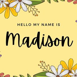 Background Name Tag Design Template Bright Yellow Floral One