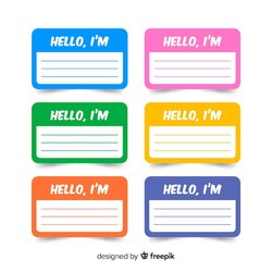 Terrific Free Vector Colorful Name Tag Template Collection