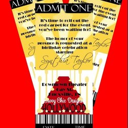 Perfect Hollywood Themed Invitations Free Templates Ticket Style Printable Invites