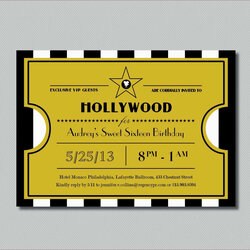 Splendid Hollywood Invitation Templates Business Template Ideas Ticket Sixteen Proportions Intended Elegant