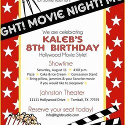 Worthy Hollywood Themed Invitations Free Templates Of Items Similar To Printable File Movie Or
