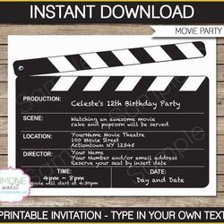 Out Of This World Hollywood Themed Invitations Free Templates Movie Invitation Template Night Birthday Party