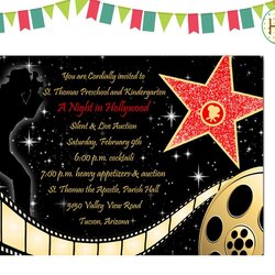 Fine Hollywood Party Invitations Templates Invitation Birthday Template Carpet Red Theme Star Themed Movie