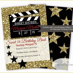 Brilliant Hollywood Themed Invitations Free Templates Of Glamour Movie Sixteen Theme Party Invitation Sweet