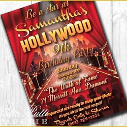 Peerless Hollywood Themed Invitations Free Templates Of Party Invites Invitation