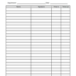 Outstanding Business Free Printable Sheet Employee Log Template Time Sign Print Sheets Attendance Service