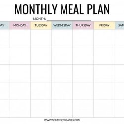 Nutrition Calendar Template Printable Documents Meal Monthly Planning Color