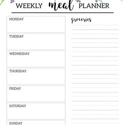 Floral Free Printable Meal Planner Template Paper Trail Design Menu Print Planning Plan Food Daily Meals List