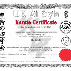Very Good Get Our Sample Of Martial Arts Certificate Template Certificates Cool Diplomas Karate