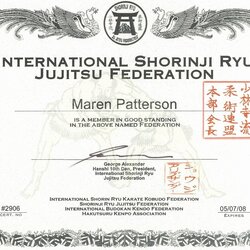 Superb Free Printable Martial Arts Certificates Templates Certificate Of