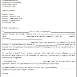 Exceptional Reference Letter Template Free Printable Word Templates Recommendation Sample Job Letters Formats