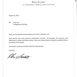 Admirable Reference Letter